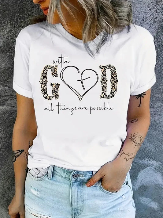 With God All Things are Possible Leopard Tee