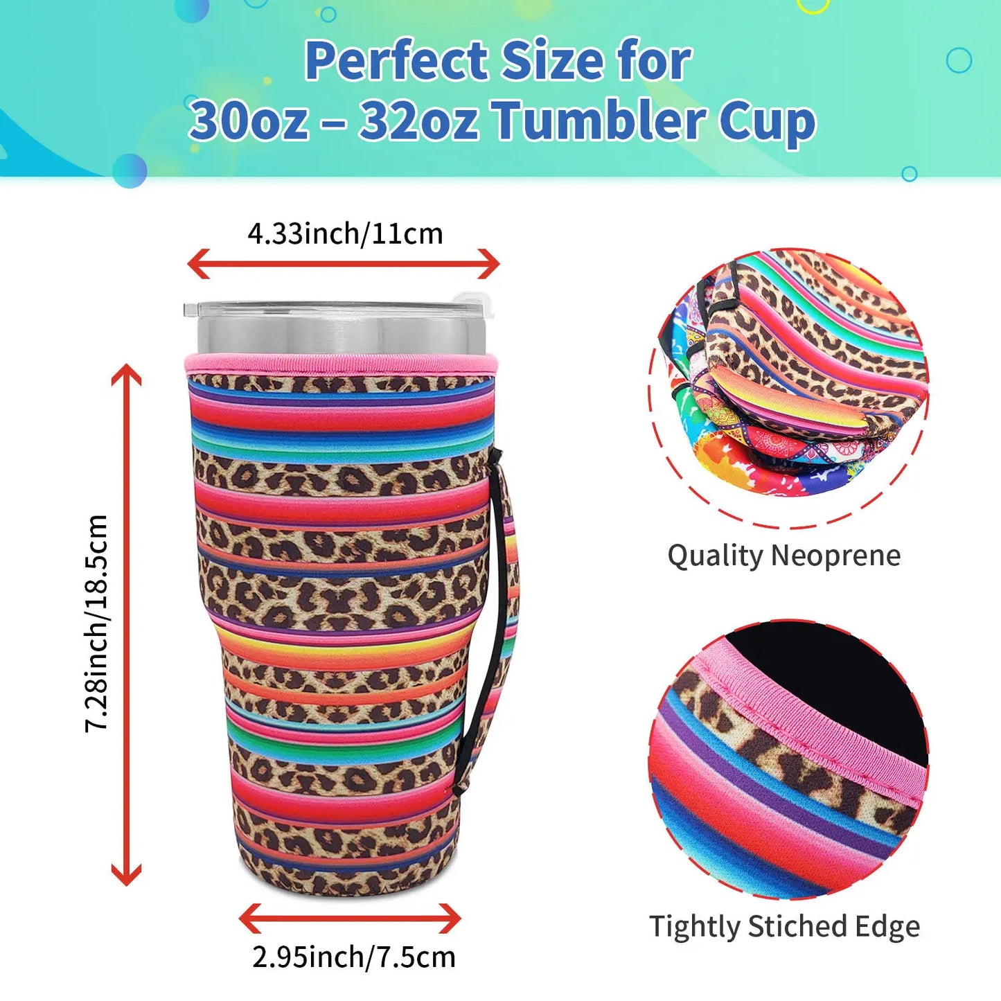 1Pack Reusable Iced Coffee Cup Sleeve 30-32 oz